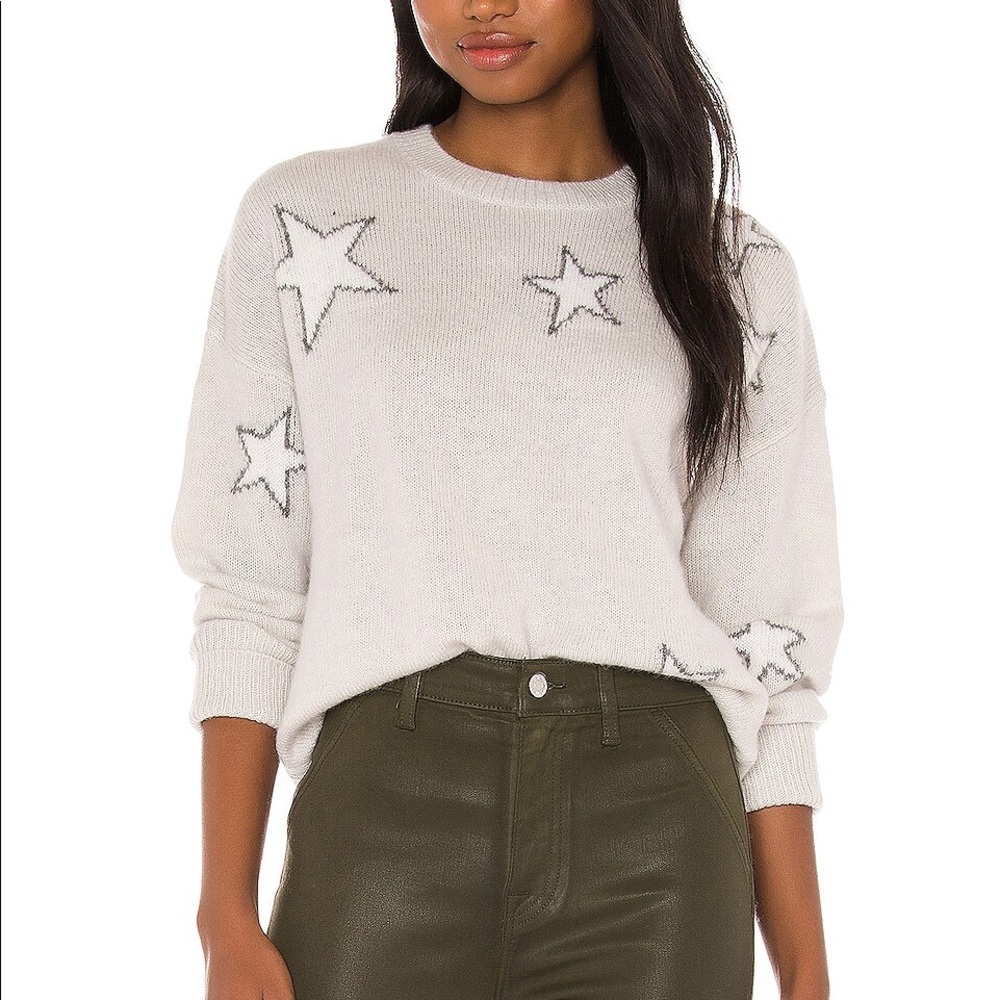 NWOT Rails Virgo Grey White Stars Cashmere Blend Sweater